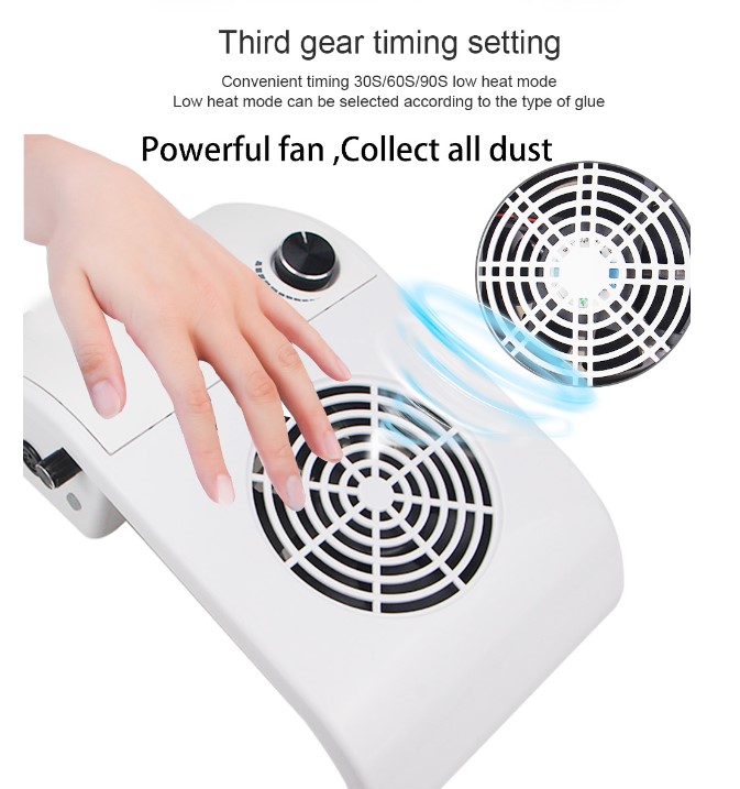 Aspiradora 3 en 1 para secador de uñas, lámpara de uñas con dispositivo de  curado UV para manicura + ventilador de extracción de polvo para diseño de